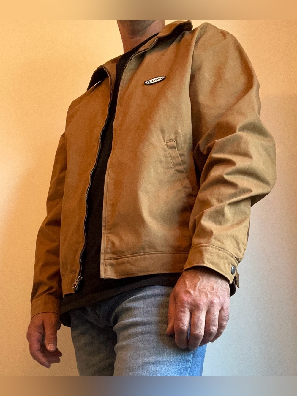 Volcom Voider Lined Cotton Canvas Workwear Garage Jacket Brown L